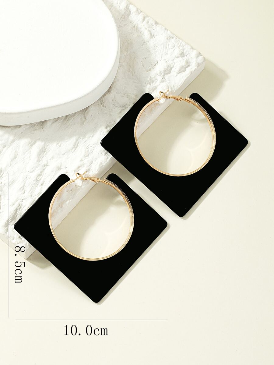 1pair Geometric Square Polyresin Earrings SHEIN USA