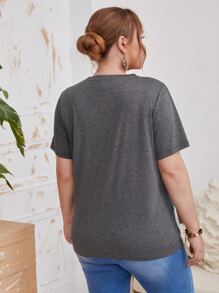 EMERY ROSE Plus Colorblock Tee - Mint Green - View 2