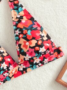 SHEIN Swim Top de bikini con estampado floral y tirantes ajustables para el verano - Multicolor - Ver 5