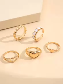 17KM 5 piezas Anillos con decoración de corazón para San Valentín, Mamá, Madre, Día de la Madre, Regalo