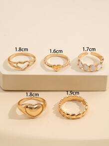 17KM 5 piezas Anillos con decoración de corazón para San Valentín, Mamá, Madre, Día de la Madre, Regalo