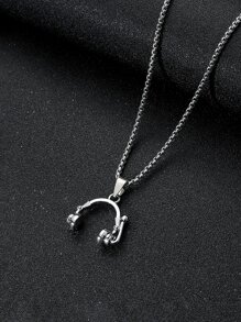 時尚流行男士耳機吊墜項鍊不銹鋼珠寶禮物和時尚外觀 - 銀色 - 查看 2