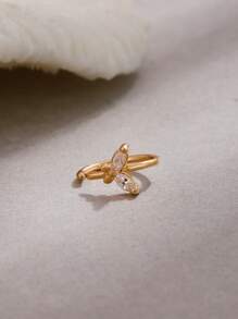 1個簡約的皇冠&蝴蝶&葉子形狀的鋯石鼻環,獨特的時尚配飾