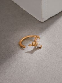 1個簡約的皇冠&蝴蝶&葉子形狀的鋯石鼻環,獨特的時尚配飾