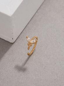 1個簡約的皇冠&蝴蝶&葉子形狀的鋯石鼻環,獨特的時尚配飾