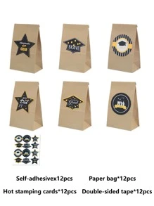 12 piezas set bolsa de envoltura de regalo de fiesta de graduación - Caqui - Ver 4