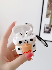 Cute Cartoon Cow Shaped Case Compatible With AirPods - White - View 2