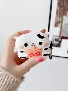 Cute Cartoon Cow Shaped Case Compatible With AirPods - White - View 4