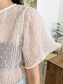 DAZY Áo nữ cắt màu trơn Giải trí - Màu be - Xem 3