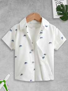 Toddler Boys Palm Tree Print Shirt - White - View 1