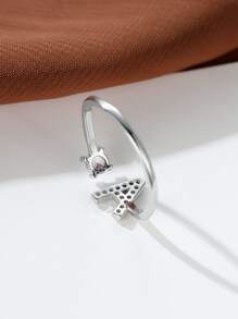 水钻字母装饰袖口戒指 热门时尚 A-Z 字母戒指 首字母戒指 婚礼爱情戒指 伴娘礼物 情侣戒指 情人节 - 銀色 - 查看 2