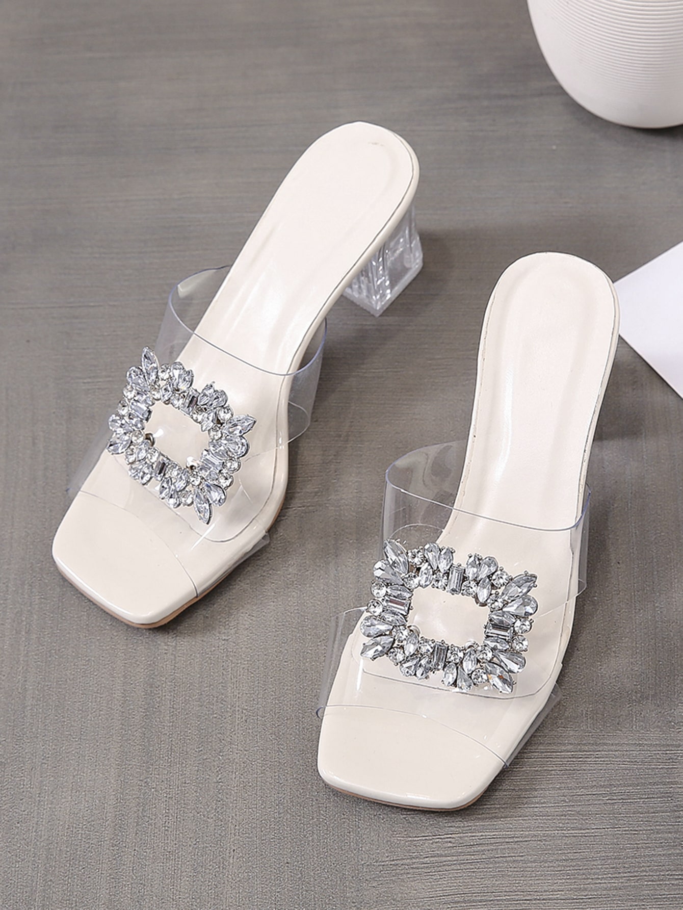 صنادل شفافة نسائية ذات كعب عال موضة جديدة للصيف