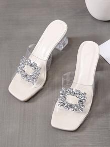 全新时尚夏季女士透明高跟拖鞋凉鞋 - 無色 - 查看 5