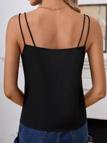 SHEIN Frenchy Contrast Lace Cami Top Summer Black - Black - View 5