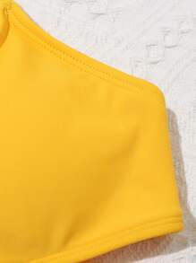 Tween Girl 3packs Random Sunflower Print Bikini Set With Kimono Summer Beach - Multicolor - View 3