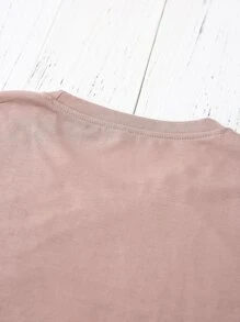 Breezaya Figure And Letter Graphic Tee Graphic Tees Women Tops - Dusty Pink - View 6