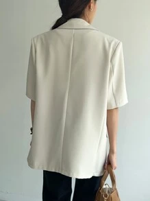 DAZY Lapel Neck Flap Detail Double Breasted Blazer Business Attire - Khaki - View 2