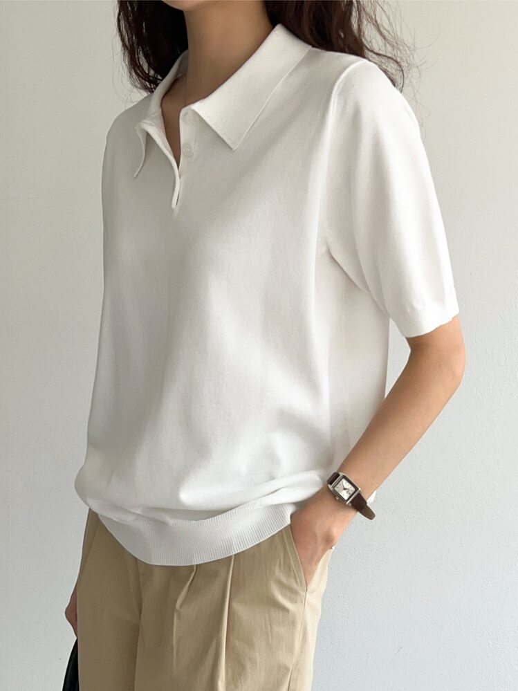 美品✨’23年 デイジーリンフォクシー サマーニットトップス ロゴボタン42 美品✨'23年 デイジーリンフォクシー サマーニットトップス ロゴ