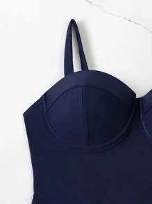 Bañador una pieza push up al azar con estampado tropical de malla en contraste - Multicolor - Ver 5