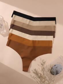 Women's Plus Size Seamless Thong Panties 5-Pack In Multicolor, Casual-Comfy Fabric Medium Stretch Underwear For Everyday Wear - Multicolor - View 1