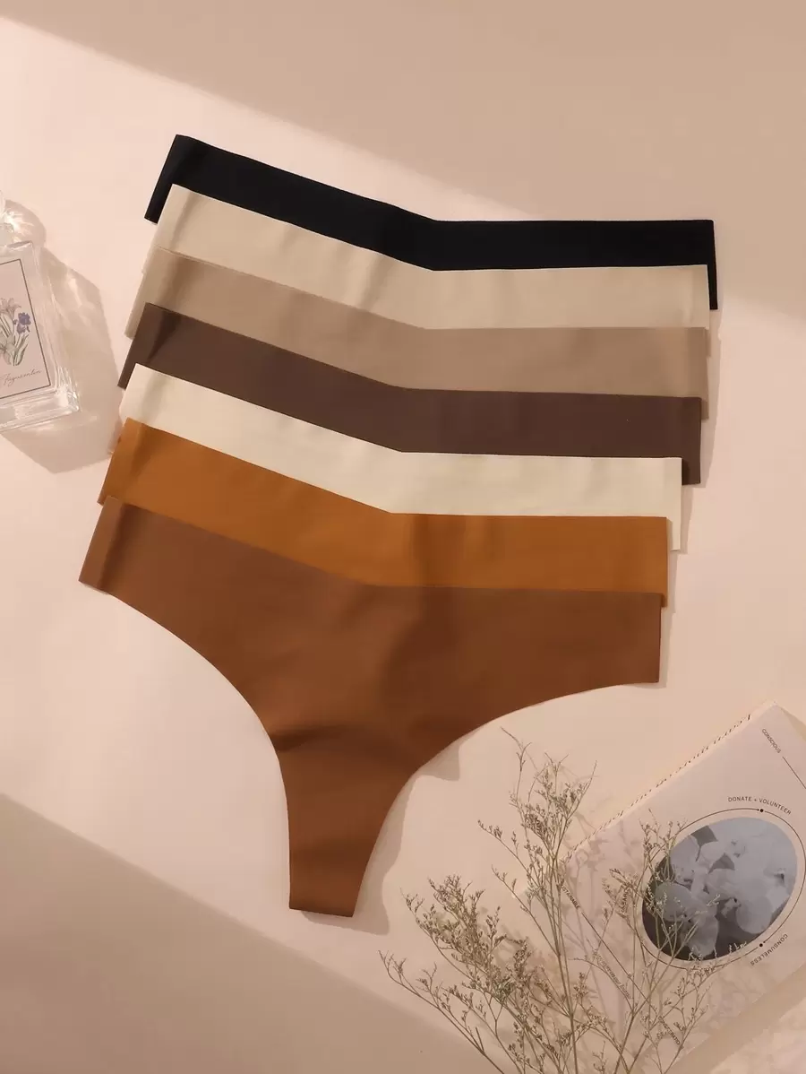 Women's Plus Size Seamless Thong Panties 5-Pack In Multicolor, Casual-Comfy Fabric Medium Stretch Underwear For Everyday Wear - Multicolor - View 1