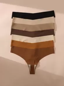 Women's Plus Size Seamless Thong Panties 5-Pack In Multicolor, Casual-Comfy Fabric Medium Stretch Underwear For Everyday Wear - Multicolor - View 2