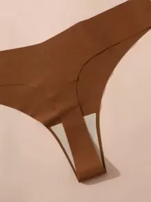 Women's Plus Size Seamless Thong Panties 5-Pack In Multicolor, Casual-Comfy Fabric Medium Stretch Underwear For Everyday Wear - Multicolor - View 3