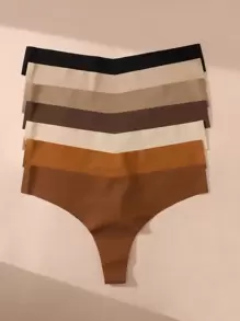 Women's Plus Size Seamless Thong Panties 5-Pack In Multicolor, Casual-Comfy Fabric Medium Stretch Underwear For Everyday Wear - Multicolor - View 5