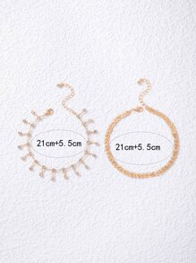imoli 2 piezas Pulsera tobillera con diseño de diamante de imitación - Amarillo Oro - Ver 4