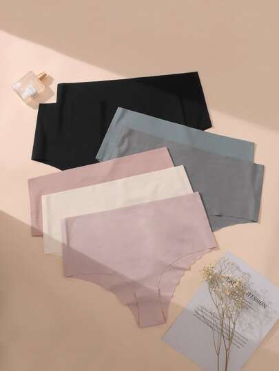 Women's Plus Size Medium Stretch High Waisted Plain Briefs Multi-Color Panties