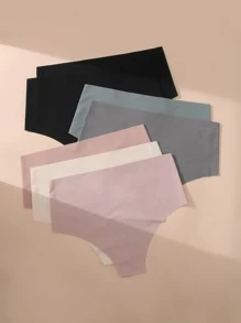 Women's Plus Size Medium Stretch High Waisted Plain Briefs Multi-Color Panties - Multicolor - View 2