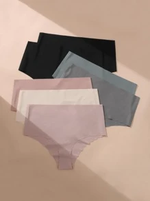 Women's Plus Size Medium Stretch High Waisted Plain Briefs Multi-Color Panties - Multicolor - View 3