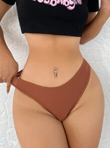 Solid Rib Knit Sexy Panty