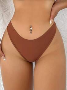 Solid Rib Knit Sexy Panty