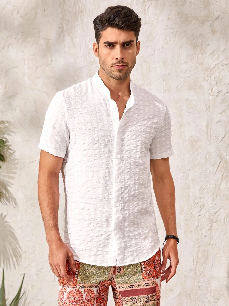 Manfinity VCAY Men Textured Button Front Shirt | SHEIN South Africa