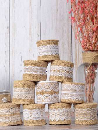 4入組*2m隨機DIY蕾絲麻布和絲帶