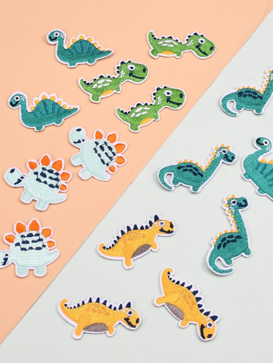 5pcs Dinosaur DIY Sewing Cloth Patches, Clothing Accessories, DIY Fabric Applique, Craft Decoration - Multicolor - View 1