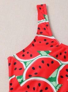 SHEIN Swim Bộ Bikini Dưa Hấu & Sọc In Hình Ren Viền Áo Ngực Không Dây & Cao Cấp Bikini 2 Mảnh Bikini Đi Biển Mùa Hè - Nhiều màu - Xem 5