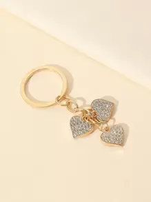 Party Rhinestone Heart Charm Keychain Valentine's Day Car Accessories Bag Charm Backpack For School Cute Goth Y2k Christmas Gift Ideas Bag Accessories Lanyards With Id Holder Car Accessories Bag Charms - Gold - View 2