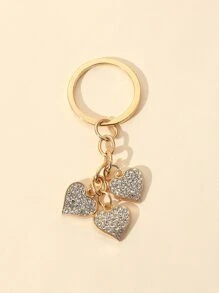 Party Rhinestone Heart Charm Keychain Valentine's Day Car Accessories Bag Charm Backpack For School Cute Goth Y2k Christmas Gift Ideas Bag Accessories Lanyards With Id Holder Car Accessories Bag Charms - Gold - View 3