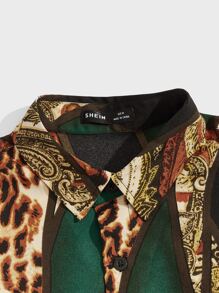 Manfinity NiteLyfe 男士假日休閒豹紋和印花襯衫