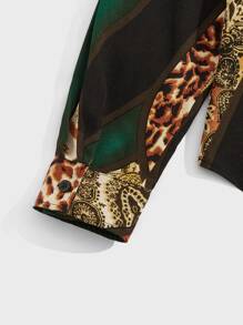 Manfinity NiteLyfe 男士假日休閒豹紋和印花襯衫