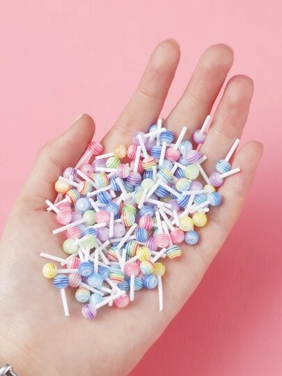 50Pcs/Pack Mixed Color Lollipop Shaped Decorations Diy Nail Charms Nail Gems Nail Supplies Nails
