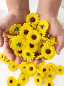 20 PIEZAS/60 PIEZAS/100 PIEZAS Flores artificiales MINI Cabezas de margarita Girasol de seda Decoraciones de otoño para jarrones Hogar Año Nuevo Exterior Jardín Boda Ramo Sala de estar DIY Caja de caramelos Guirnalda Plantas falsas Productos del hogar, Día de San Valentín, Regalos Cumpleaños Graduación, Decoración de otoño