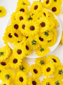 20 PIEZAS/60 PIEZAS/100 PIEZAS Flores artificiales MINI Cabezas de margarita Girasol de seda Decoraciones de otoño para jarrones Hogar Año Nuevo Exterior Jardín Boda Ramo Sala de estar DIY Caja de caramelos Guirnalda Plantas falsas Productos del hogar, Día de San Valentín, Regalos Cumpleaños Graduación, Decoración de otoño