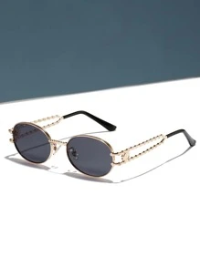 1 chiếc kính thời trang trang trí hình bầu dục bằng kim loại Y2K dành cho phụ nữ đi nghỉ mát bãi biển mùa hè, ngoài trời, du lịch - Xám - Xem 1