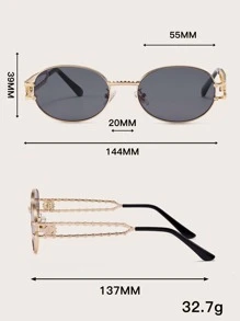 1 chiếc kính thời trang trang trí hình bầu dục bằng kim loại Y2K dành cho phụ nữ đi nghỉ mát bãi biển mùa hè, ngoài trời, du lịch - Xám - Xem 4
