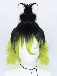 1pc Short Curly Cosplay Synthetic Wig With Bangs & 1pc Wig Cap - Multicolor - View 3