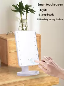 1pc Luminous Square Mirror Lamp, Makeup Decoration Lamp, Surprise Gift For Friends - White - View 6