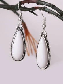 水滴形耳墜 - 白色 - 查看 1